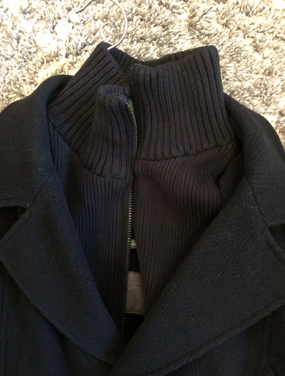 Herrenwollparka mit Strickeinsatz - Esprit