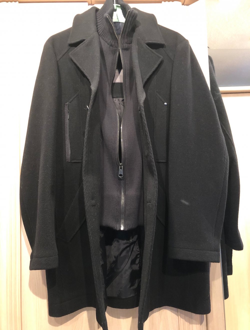 Herrenwollparka mit Strickeinsatz - Esprit
