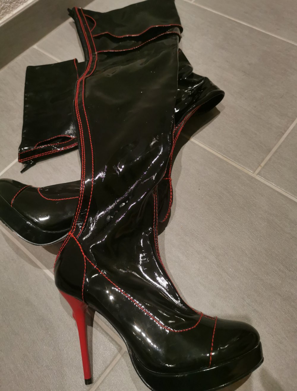 Lack Stiefel High Heels Gr 39