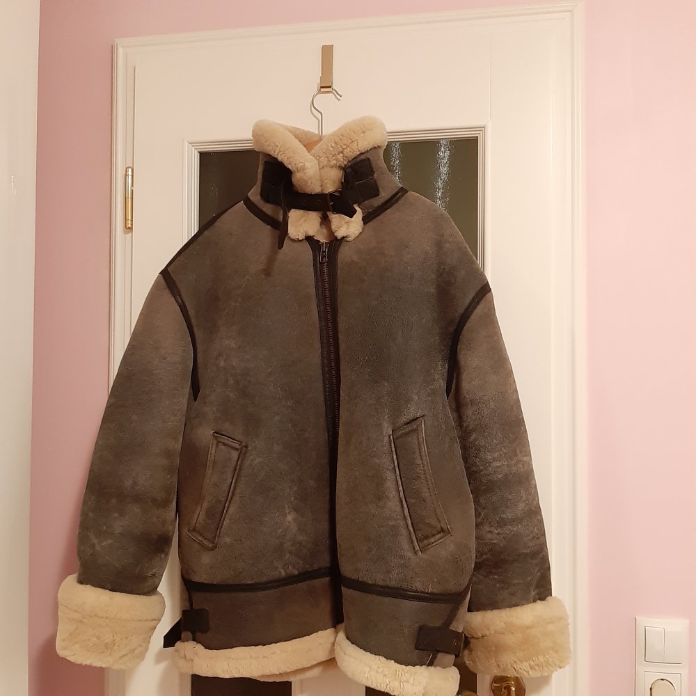 Barisal Neue Lammfell Flieger Piloten Jacke braun XL super warm