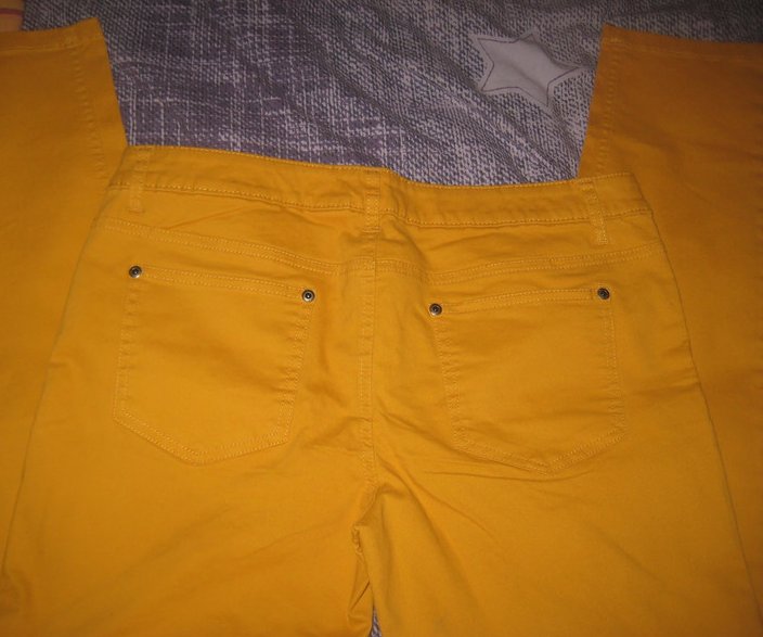 NEU Safran-farbene Jeans Rainbow,eng, Reißverschlüssen Beinen, Gr. 42