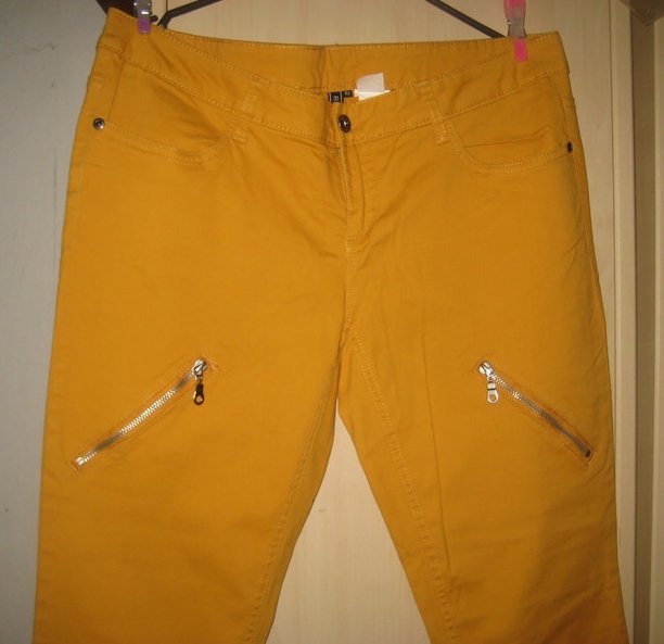 NEU Safran-farbene Jeans Rainbow,eng, Reißverschlüssen Beinen, Gr. 42