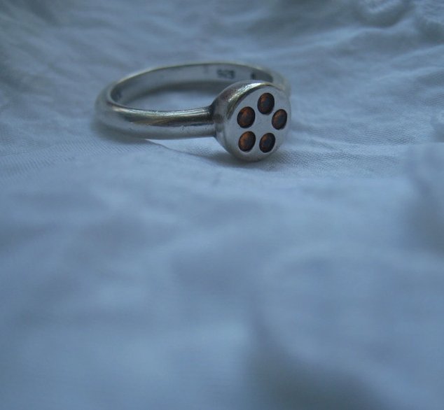 925er Silber Ring mit rundem Motiv, Citrine, neuwertig