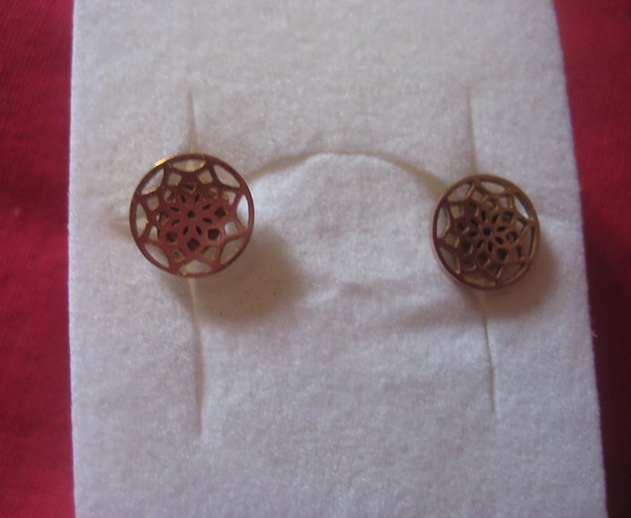 Rose Edelstahl Ohrstecker Mandala, Lebensblume