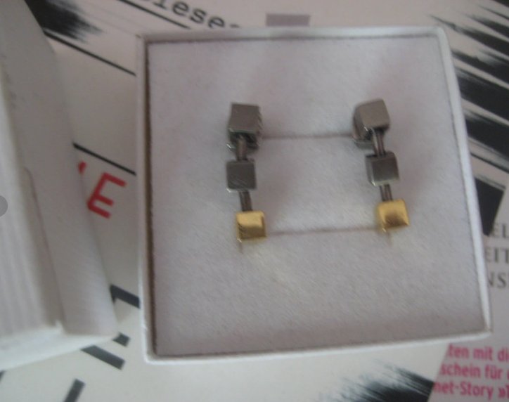 Neue Boccia Titan bicolor Ohrstecker/Ohrhänger, Würfel