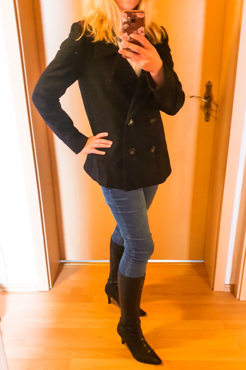 NAF NAF Damen Jacke Herbst schwarz Gr. 38
