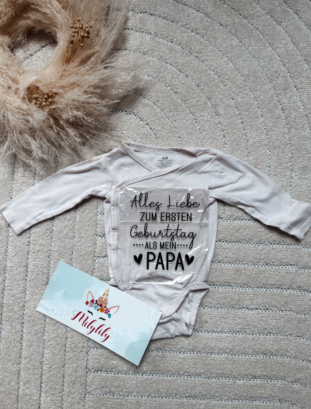 Bügelmotiv Geburtstag Papa Baby Schwarz NEU