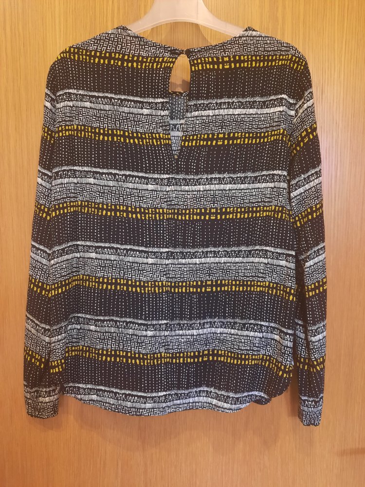 Bluse schwarz weiß gelb