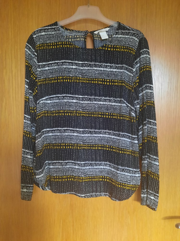 Bluse schwarz weiß gelb