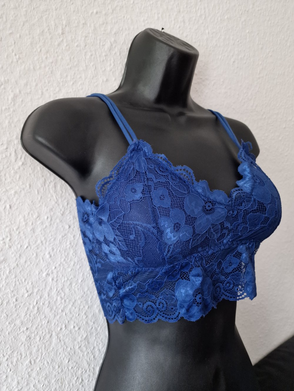 Floral Lace Wireless Padded Semi-Sheer Lace Bra One Piece Top, M