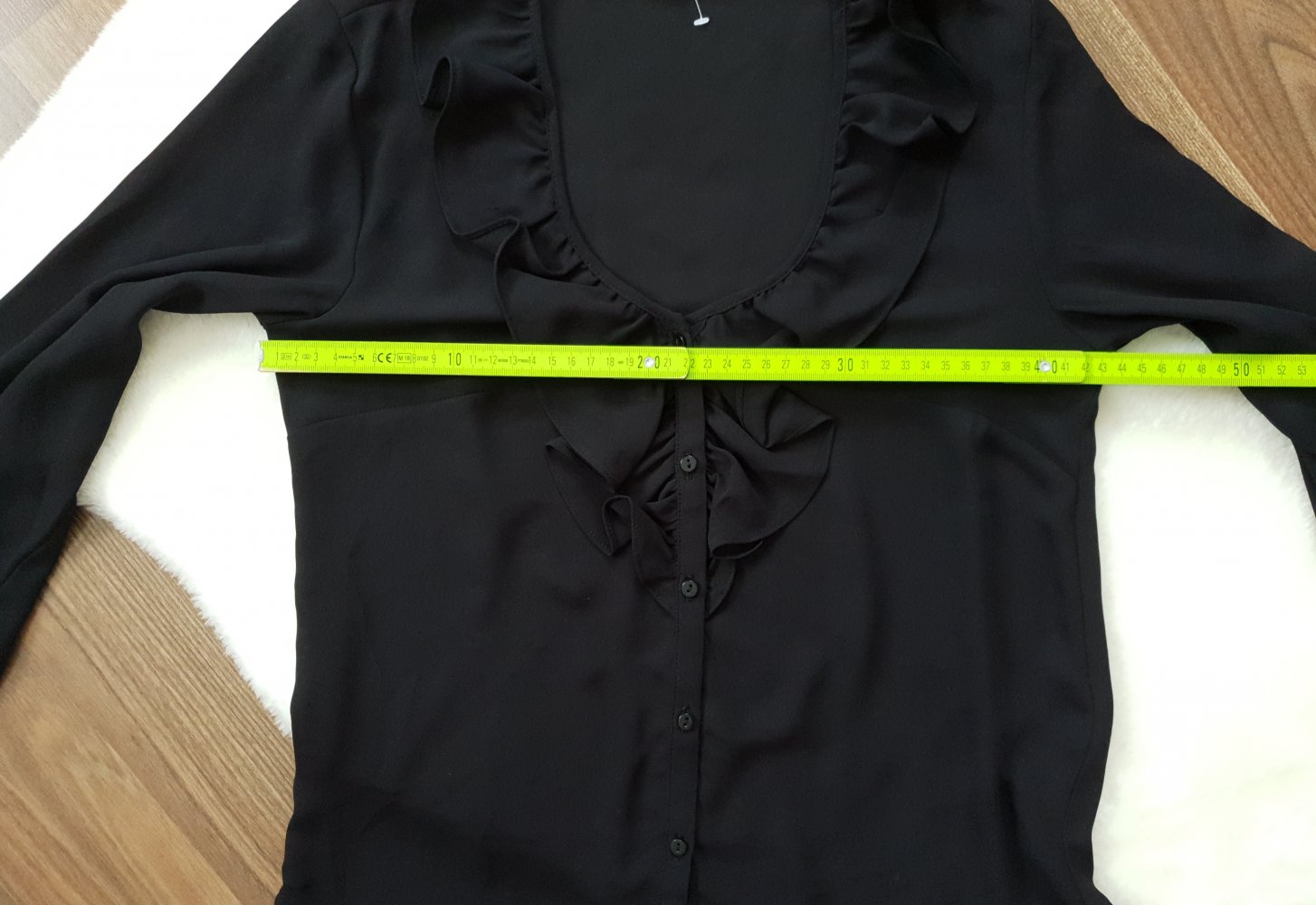Schwarze Bluse mit Volant Gr. 32 | XXS H&M Volantkragen