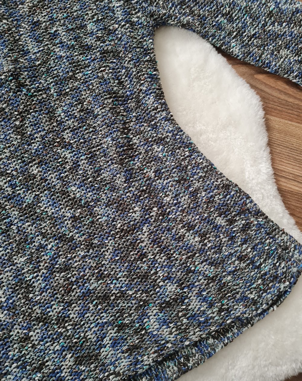 Warmer Strickpullover Häkeloptik Blau Glitzer Gr. 40 Esprit