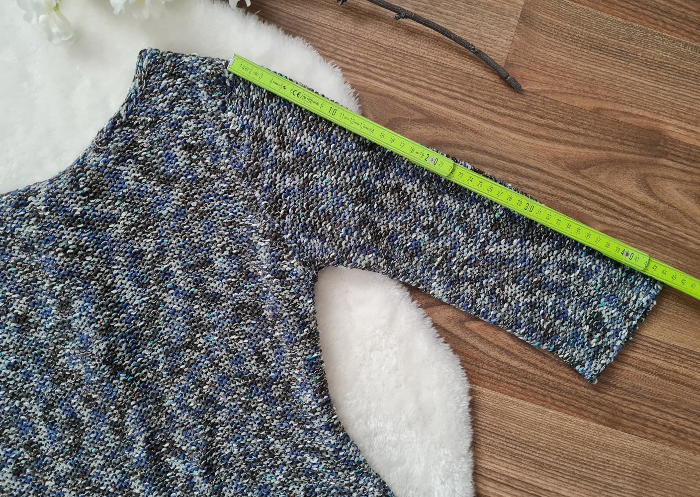 Warmer Strickpullover Häkeloptik Blau Glitzer Gr. 40 Esprit
