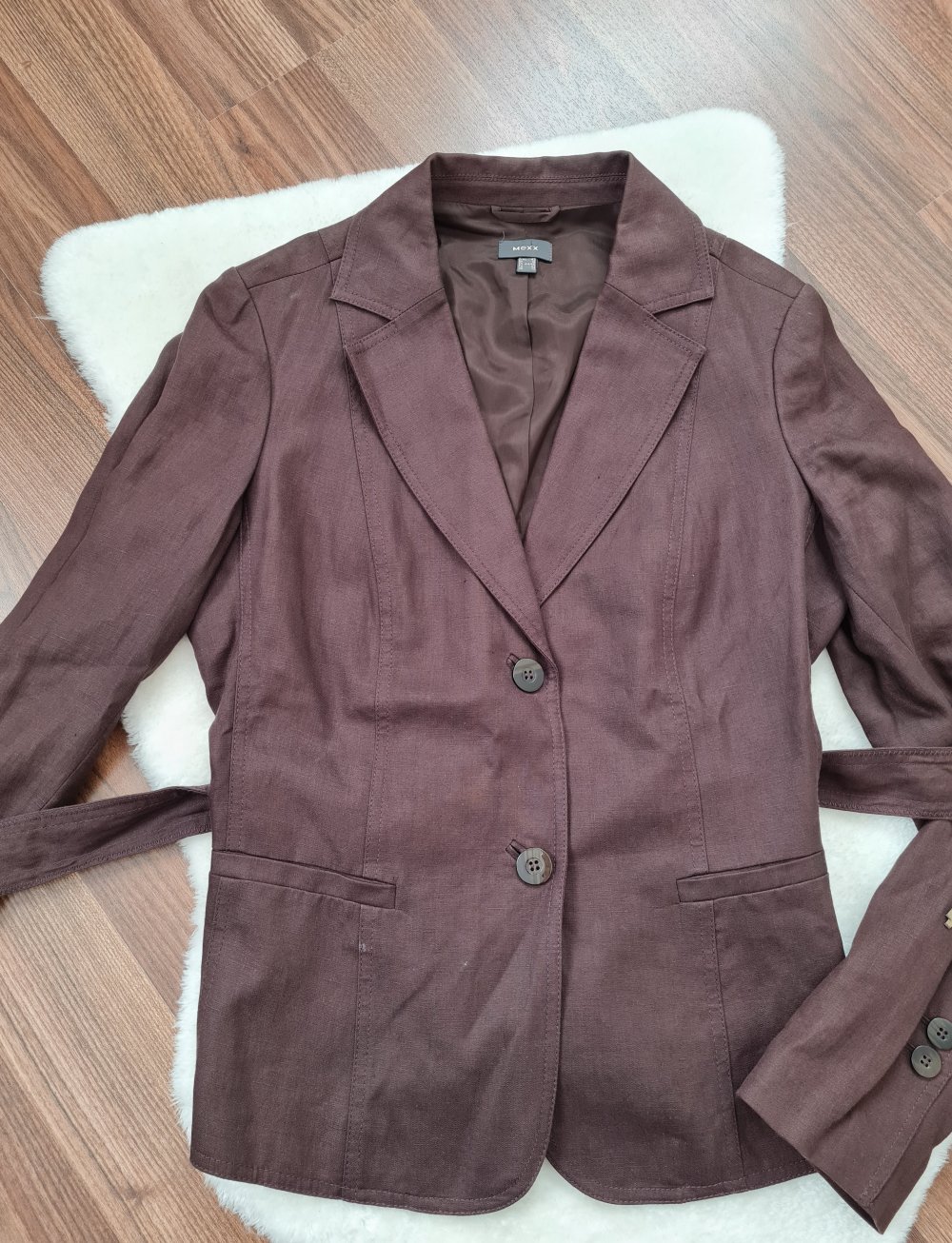 Brauner Leinenblazer | Blazer zum Binden Naturmaterialien Leinen