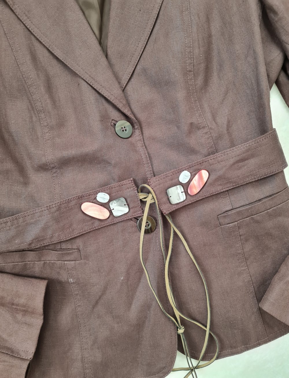 Brauner Leinenblazer | Blazer zum Binden Naturmaterialien Leinen