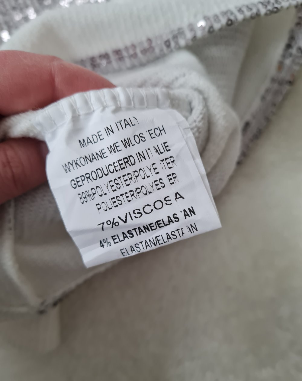 Weißer Pullover Gestreift Silberne Pailletten NEU Gr. 38
