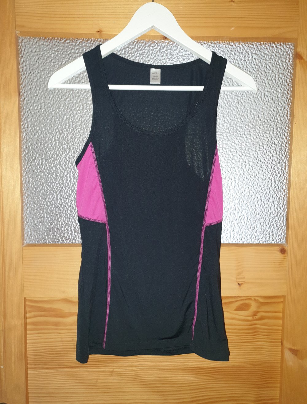 Sport Top Schwarz pink S 36 38