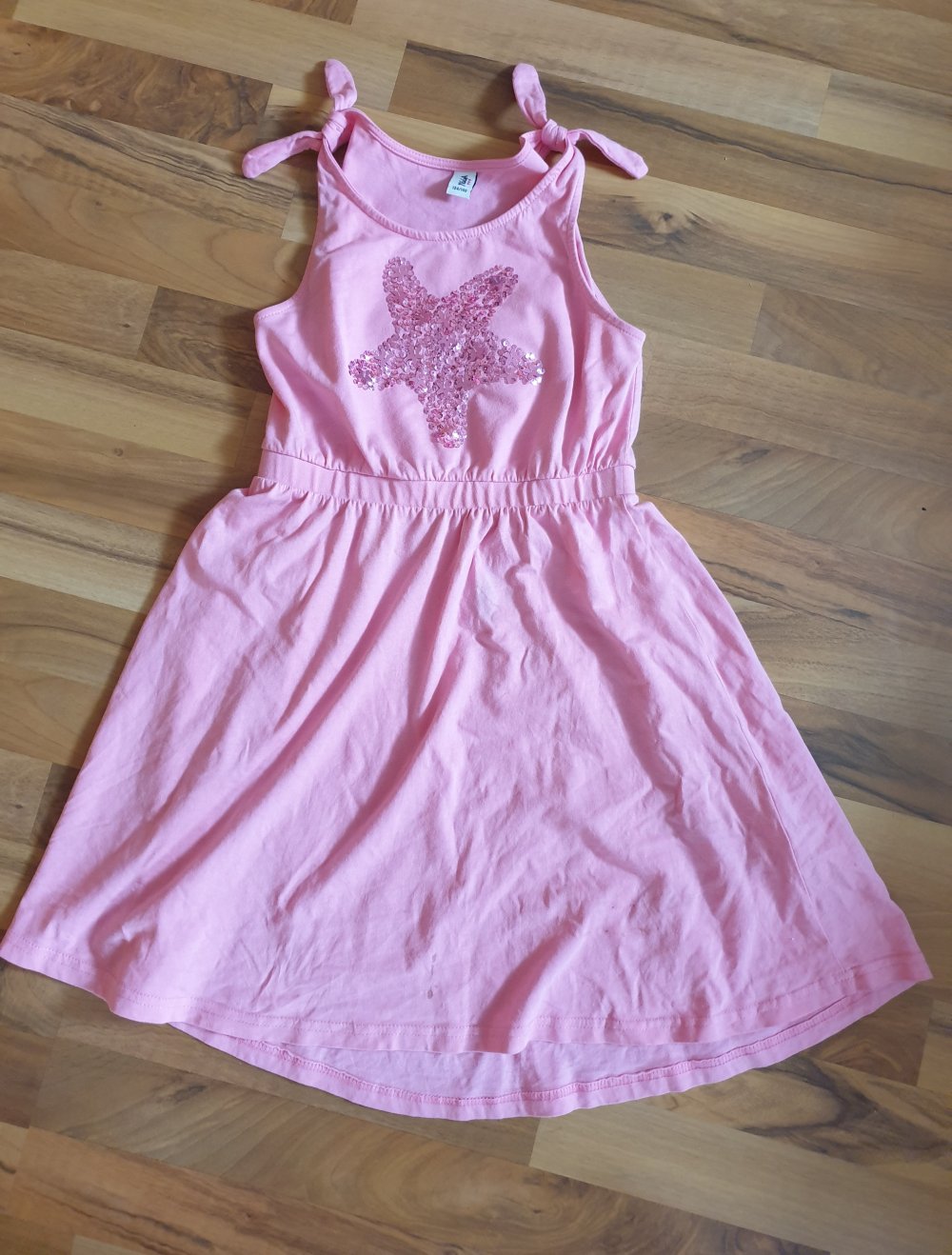 Sommer Kleid pink Stern Pailletten 134 140
