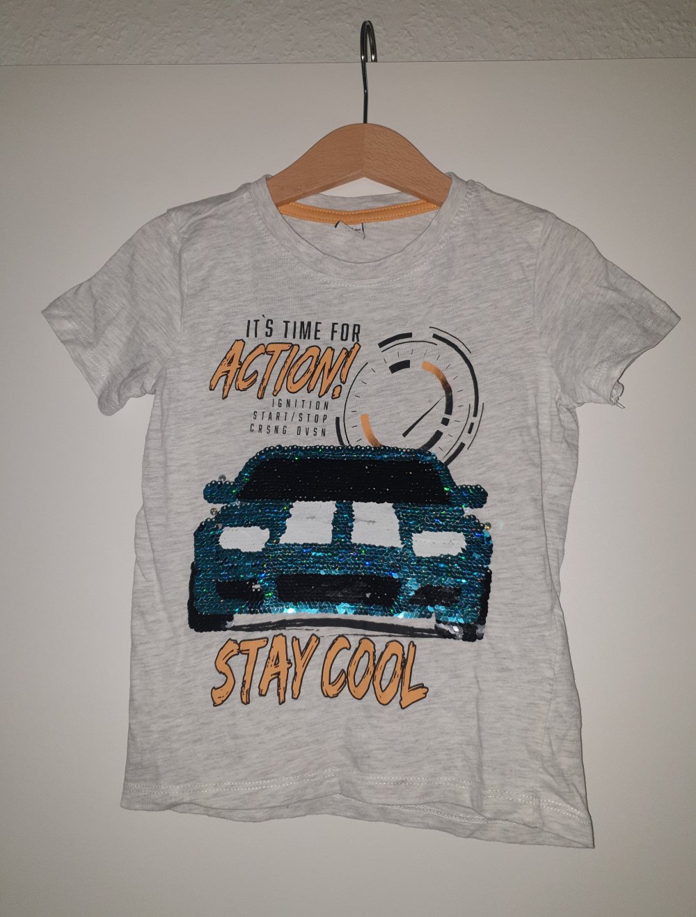 T-Shirt Auto 110 Pailletten Rennwagen