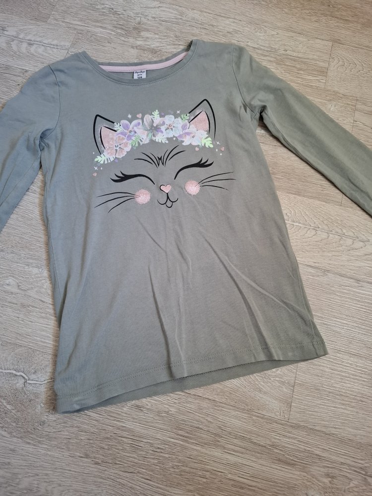 Süßes Langarmshirt mit Katzengesicht 