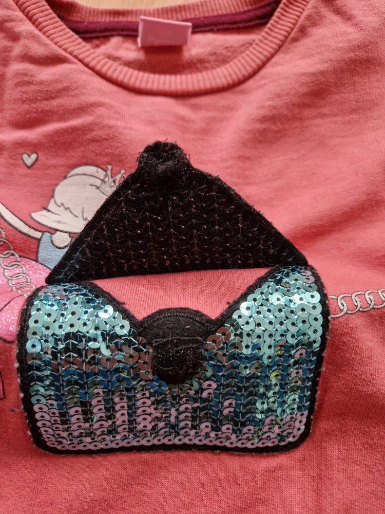 Sweatshirt Pullover mit Paillettentasche Maus