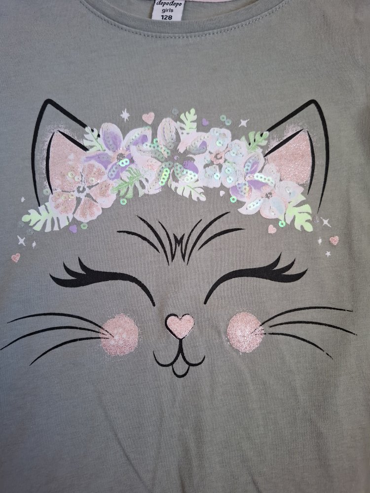 Süßes Langarmshirt mit Katzengesicht 