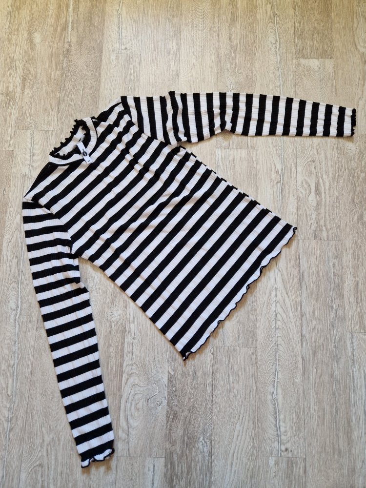 Gestreiftes Langarmshirt mit modernen Stehkragen 