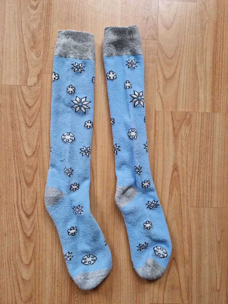Kniestrümpfe Lange Socken mit Schneeflocken  Größe 35-38