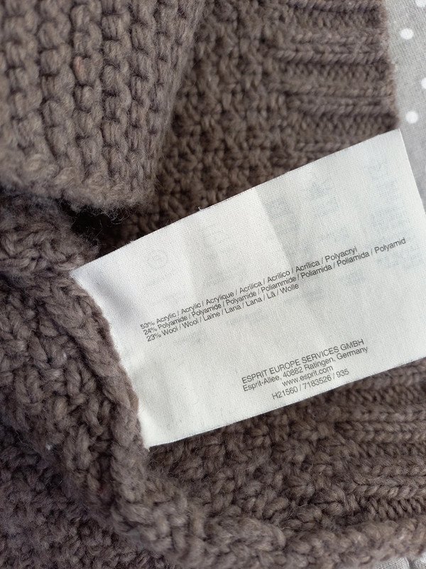 Esprit Strickjacke Wickeljacke Gr XS/ 34, Damen, Pullunder, Jacke, taupe, grau braun, Ärmellos, Gürtel, Herbst