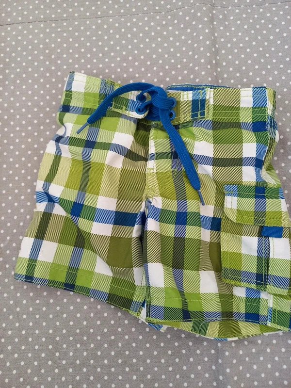 H&M Badehose Gr 92/98, 2er Set Badeshorts, Kinderbutt blau, kariert