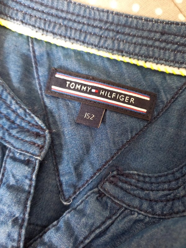 TOP ZUSTAND! Tommy Hilfiger Jeans Hemd Gr 146/152, Mädchen, Bluse, Tunika, Langarm, 3/4 Arm, Denim, blau, Herbst