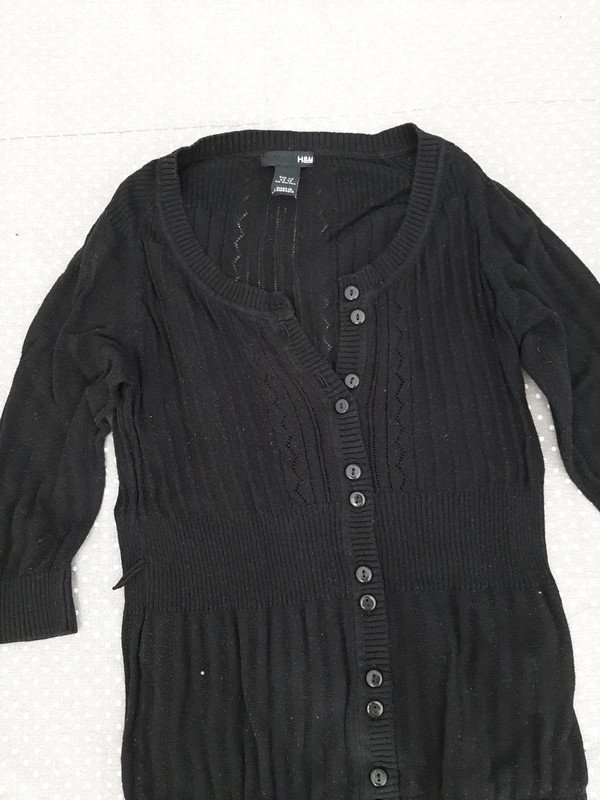 H&M Vintage Pulli Strickjacke Gr 34/XS, Weste, Damen, 3/4 Ärmel, Lochstickerei, Rockabilly