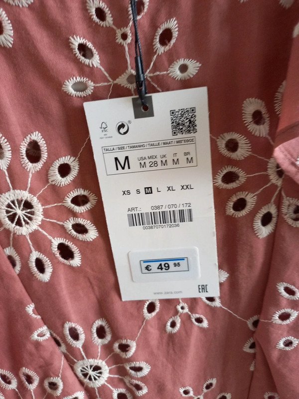 NEU! Zara Blogger Kleid Vintage Gr 38, M, Damen, Boho, altrosa, Mini, festlich, Volants, Sommer, Kurzarm
