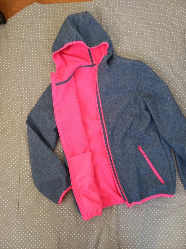 YFK Softshelljacke Gr 146/152, Mädchen Jacke, Übergang, Frühling, Herbst, blau pink