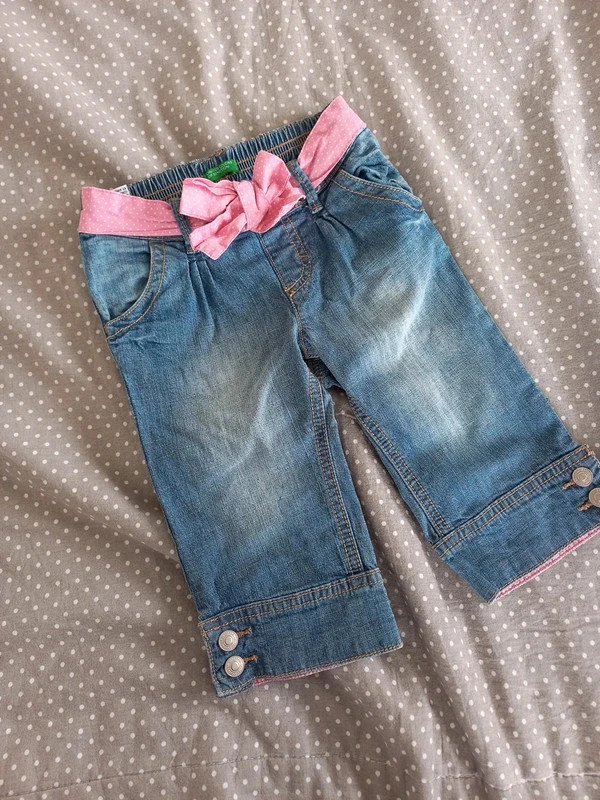 United Colors of Benetton Jeans Shorts Gr 98, 3/4 Länge, dots, Bermuda, Mädchen, Sommer, Capri, Italienmode