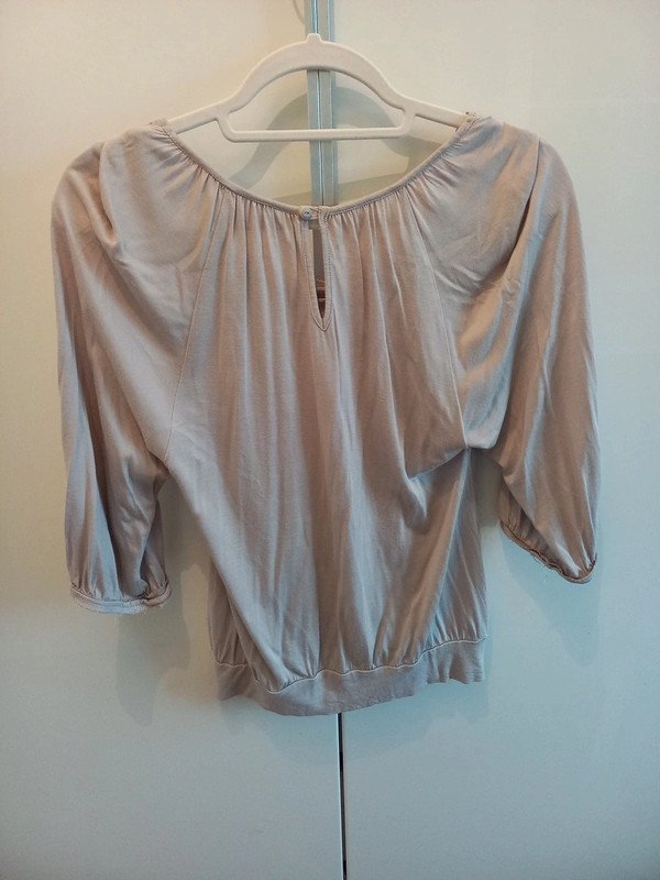 H&M True Vintage Shirt Gr XS/S, 34/36, grau, beige, 3/4 Ärmel, Frühling, nostalgisch