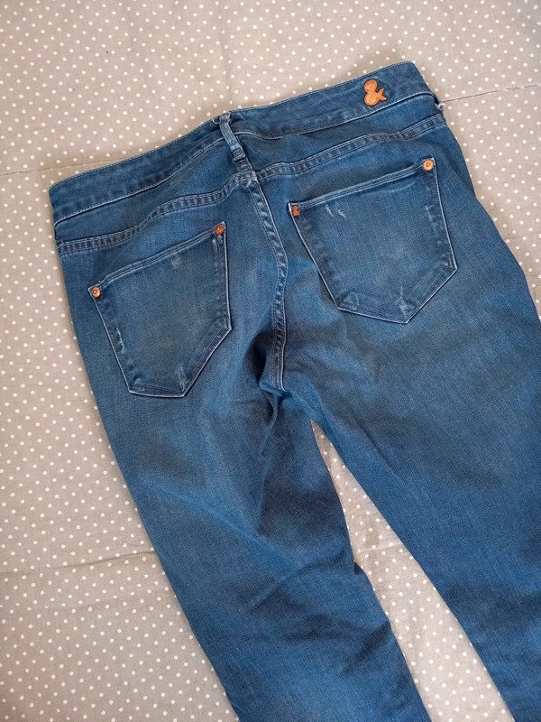 H&M Jeans Gr 38/M, Weite 27, petite, Damen Hose, skinny, low waist, kurz