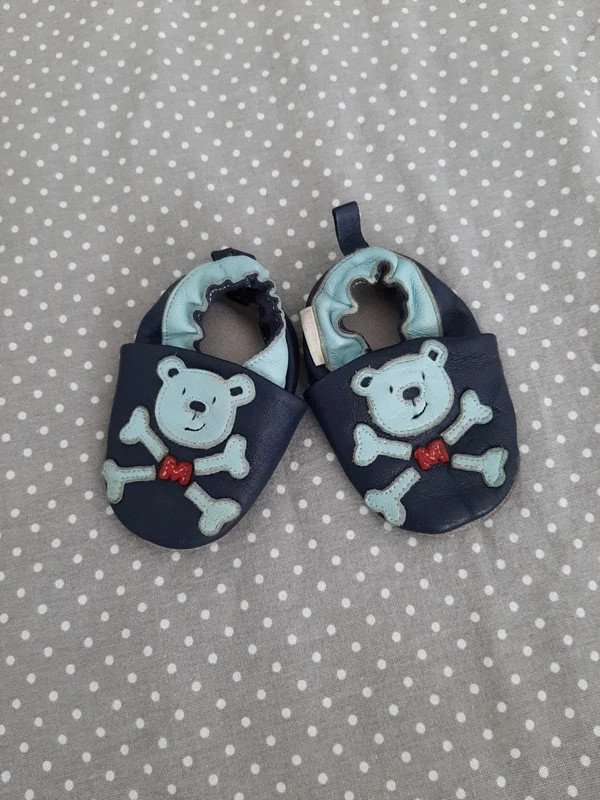 MaxiMo Leder Krabbelschuhe Hausschuhe Gr 68/74, Leder, Baby, navy, Junge, blau, babyboy