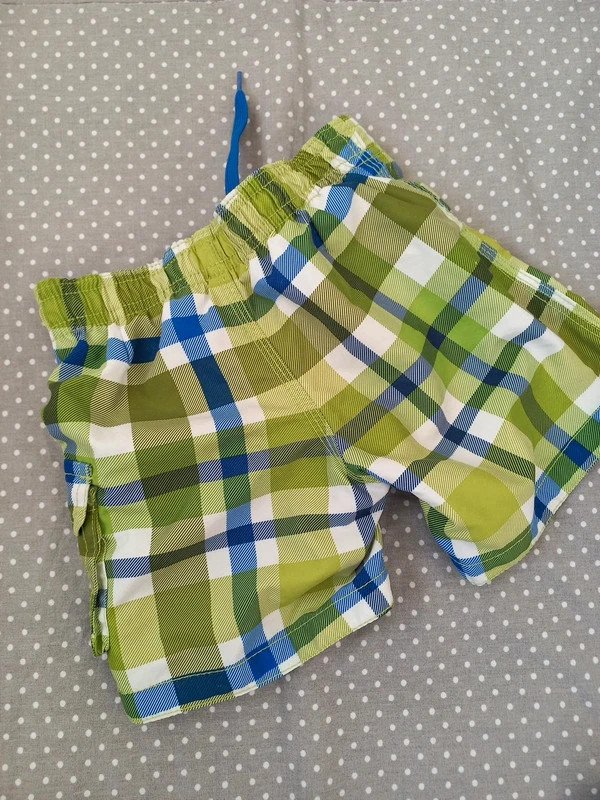 H&M Badehose Gr 92/98, 2er Set Badeshorts, Kinderbutt blau, kariert
