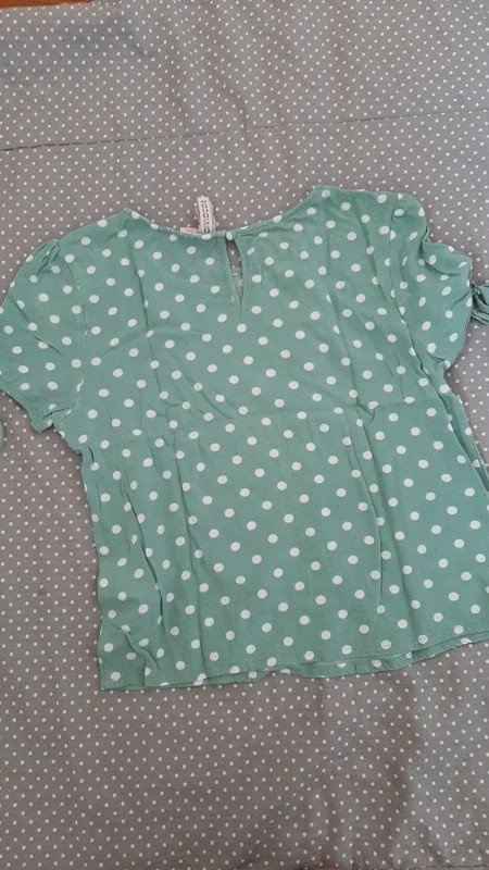 H&M Blogger Bluse Gr 34/36, S, M, Damen Mädchen Gr. 164, dots, Vintage Rockabilly, mint, türkis