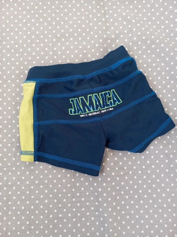 H&M Badehose Gr 92/98, 2er Set Badeshorts, Kinderbutt blau, kariert