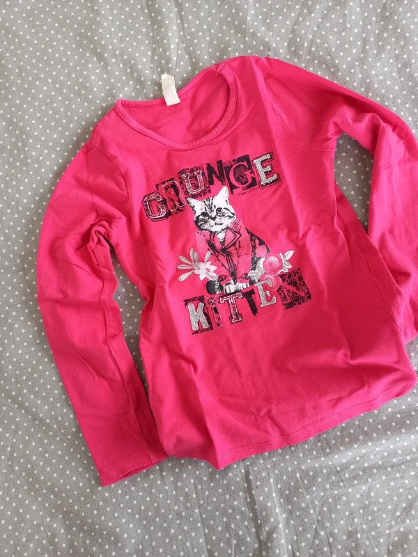 Pampolina Langarmshirt Gr 122, Mädchen Longsleeve, pink, Katze, Frühling