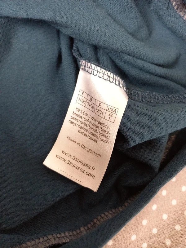 3 Suisses Shirt Gr 34, XS, Tunika, türkis, 3/4 Ärmel, Frühling, Falten, französische Mode