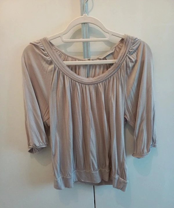 H&M True Vintage Shirt Gr XS/S, 34/36, grau, beige, 3/4 Ärmel, Frühling, nostalgisch