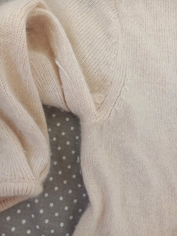 H&M Strickkleid Gr 34/XS, Damen, creme, Silber, Wolle, 3/4 Ärmel, Herbst, Winter