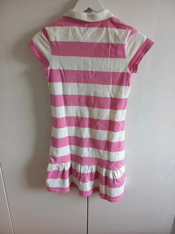 United Colors of Benetton Kleid Gr 140/146 Mädchen, Sommer, Italienmode, Polo, Ringel, Rosa, weiss