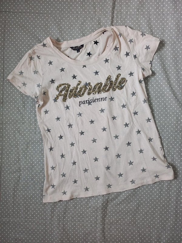 Review Sterne Shirt Gr 34, XS, Damen, Kurzarm, beige