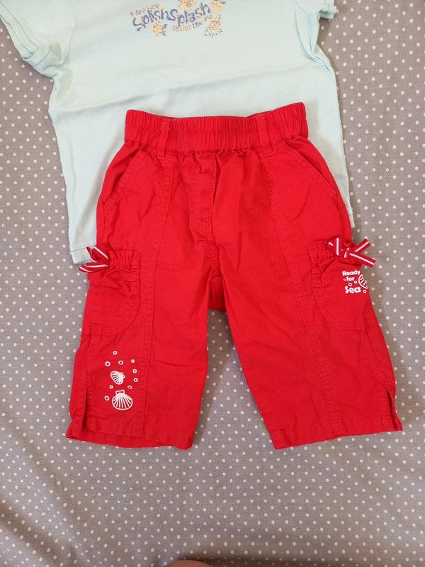 Shorts + Shirt Gr 86, von Lego & Esprit, Mädchen, Sommer, rot, mint