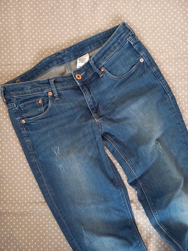 H&M Jeans Gr 38/M, Weite 27, petite, Damen Hose, skinny, low waist, kurz