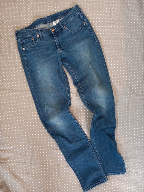 H&M Jeans Gr 38/M, Weite 27, petite, Damen Hose, skinny, low waist, kurz